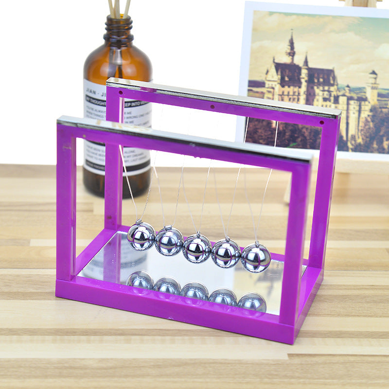 Colorful Newton's Cradle with Mirror - Creative Stress Reliever