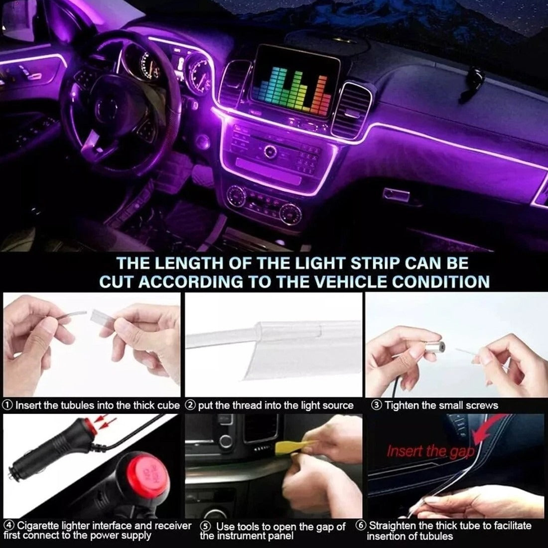 APP Control 5-in-1 RGB LED Car Strip Light