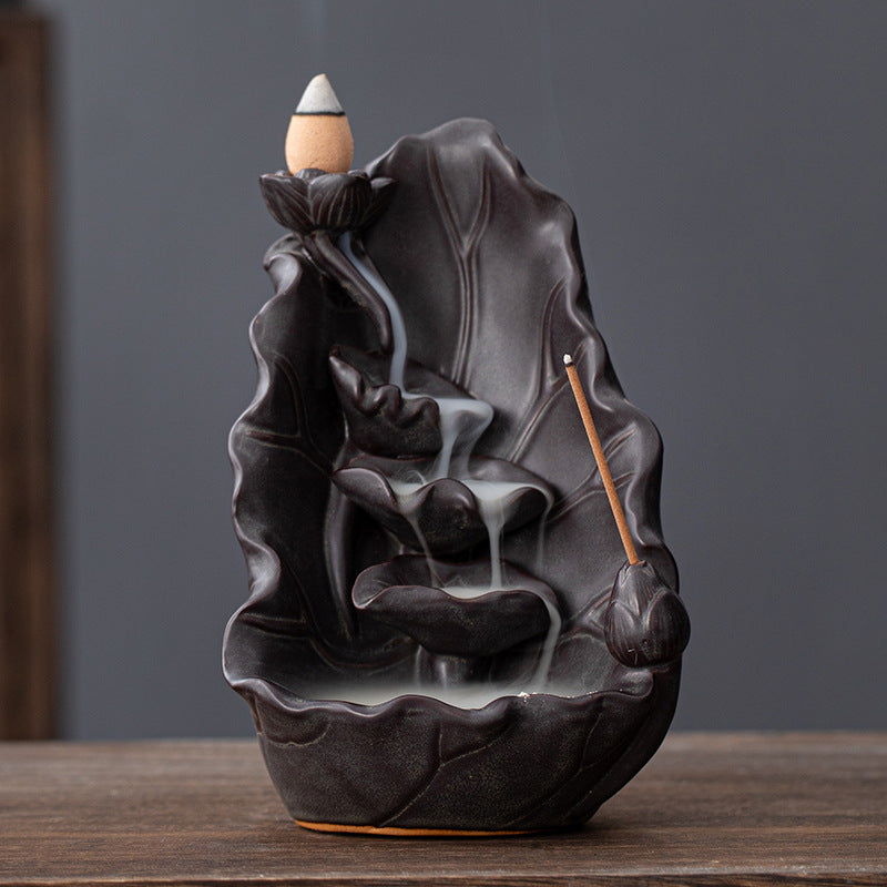 Lotus Leaf Incense Burner Home Decor for Living Room