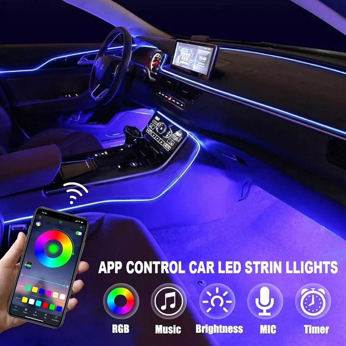 APP Control 5-in-1 RGB LED Car Strip Light