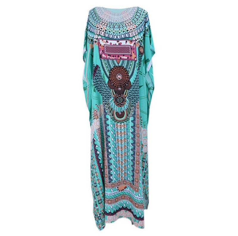 Green Printed Beach Cover-Up for Plus Size Swimwear