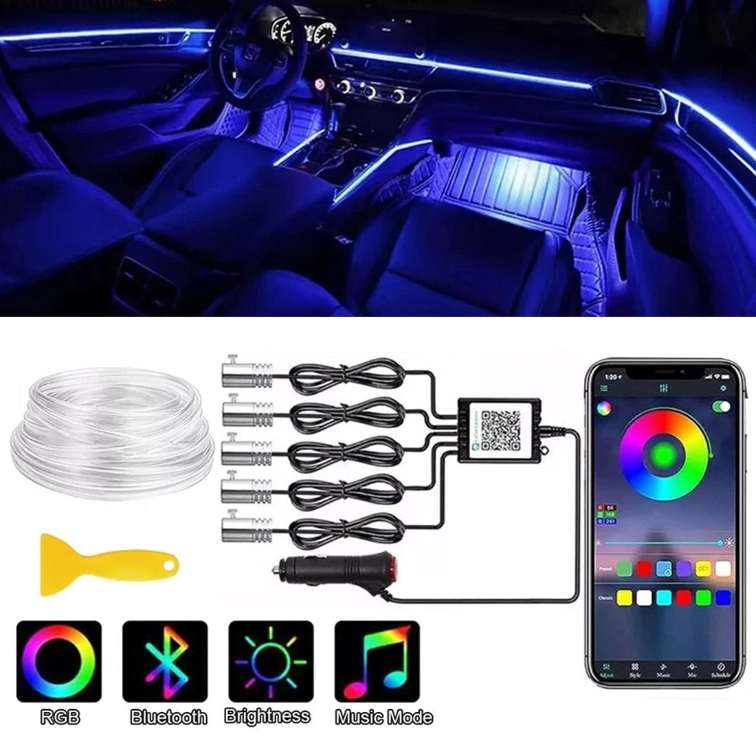 APP Control 5-in-1 RGB LED Car Strip Light