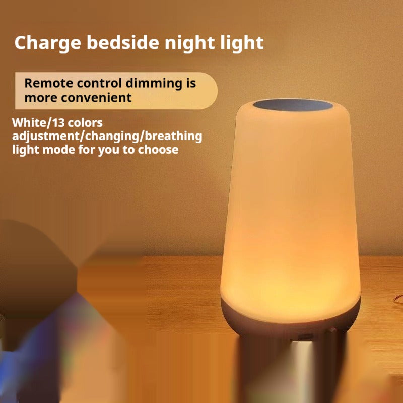Wood Grain Rechargeable Remote Touch Lamp