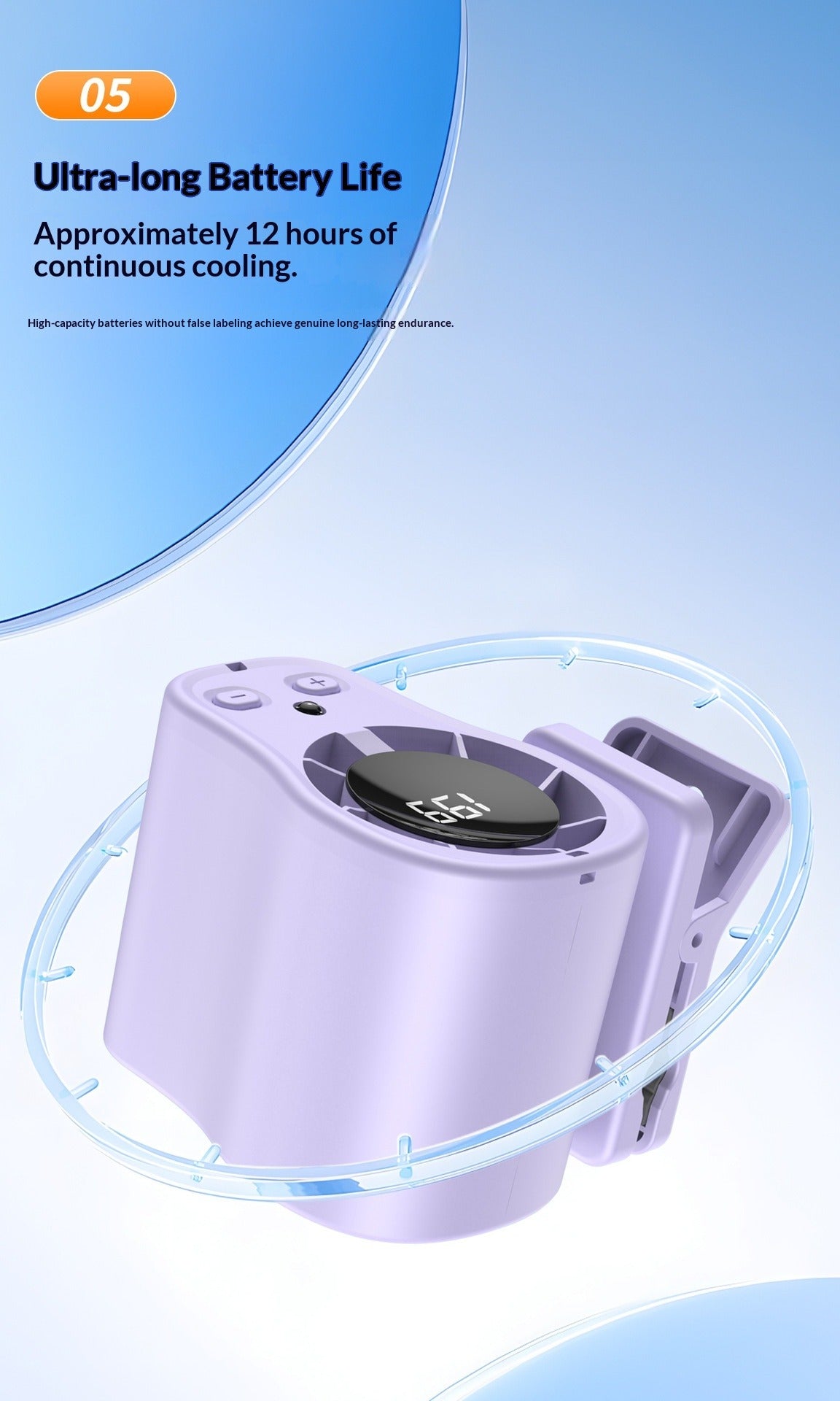 Outdoor Waist-Hanging Fan with Handheld Lighting