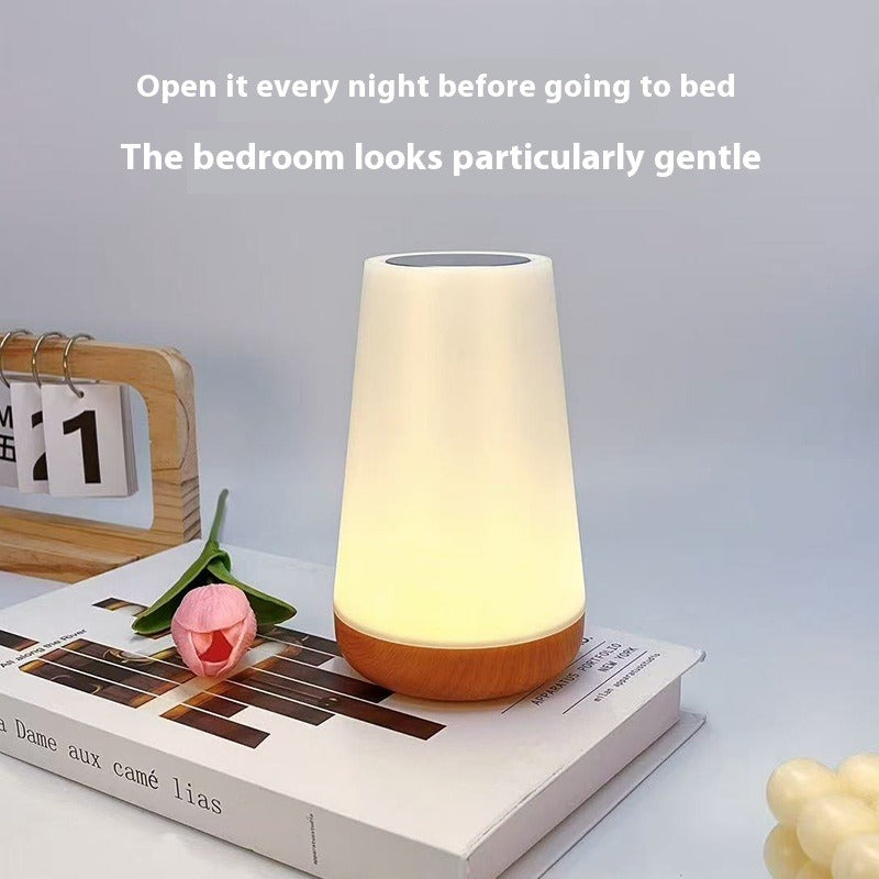 Wood Grain Rechargeable Remote Touch Lamp