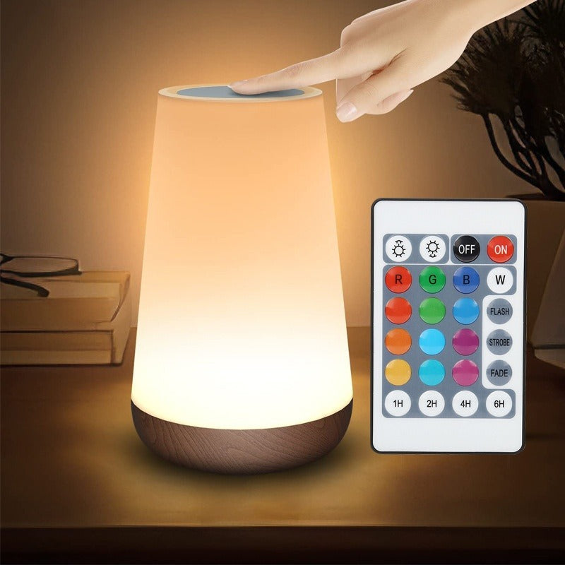Wood Grain Rechargeable Remote Touch Lamp