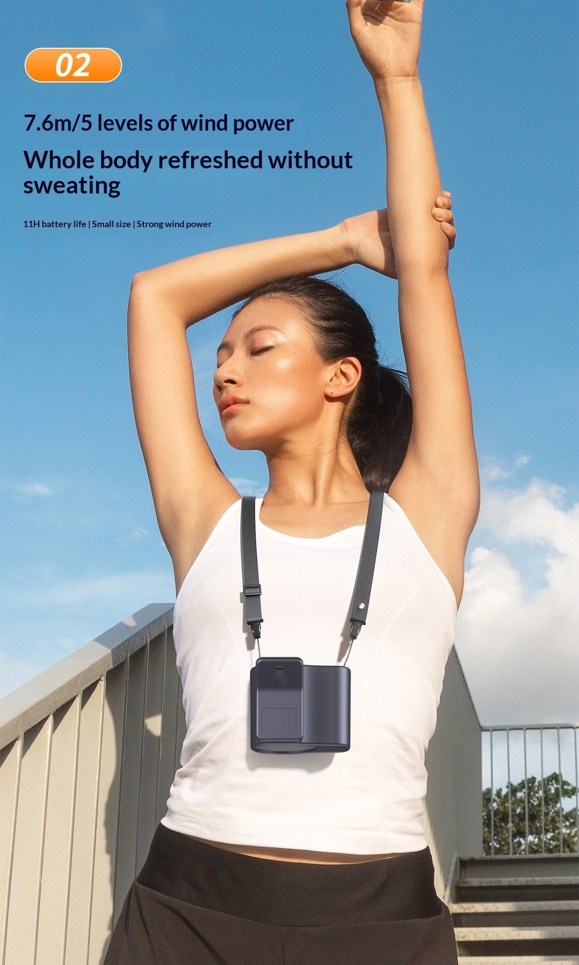 Outdoor Waist-Hanging Fan with Handheld Lighting
