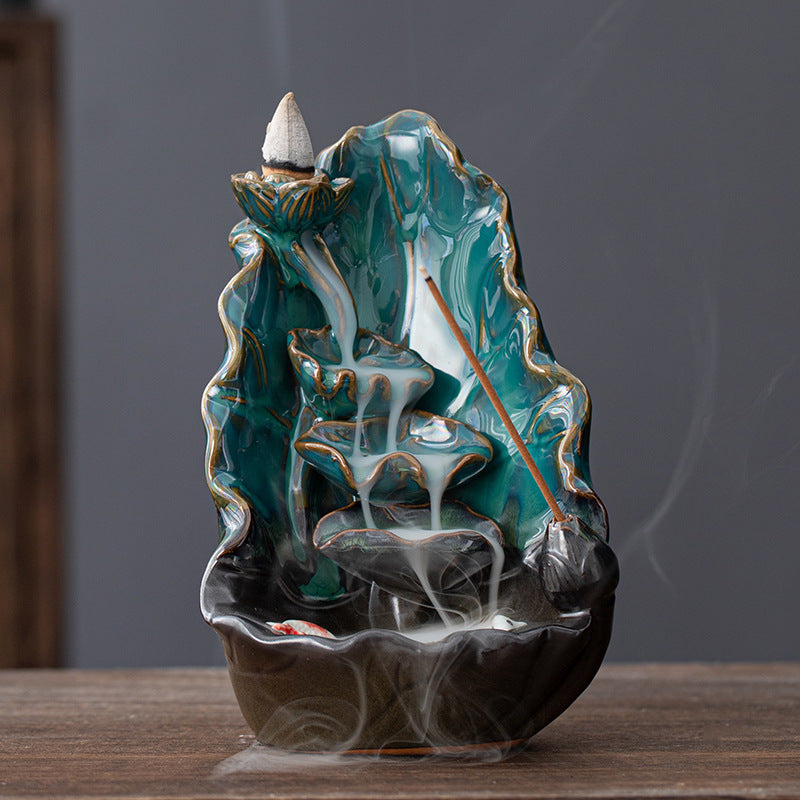 Lotus Leaf Incense Burner Home Decor for Living Room
