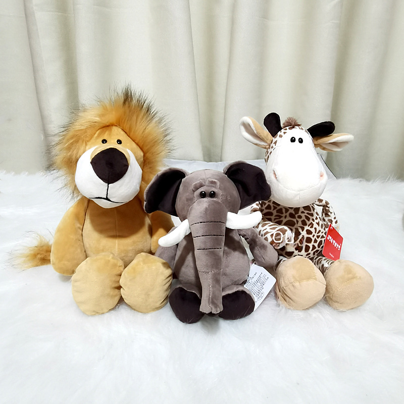 Forest Animal Plush Toys: Lion, Elephant, Tiger, Monkey, Deer