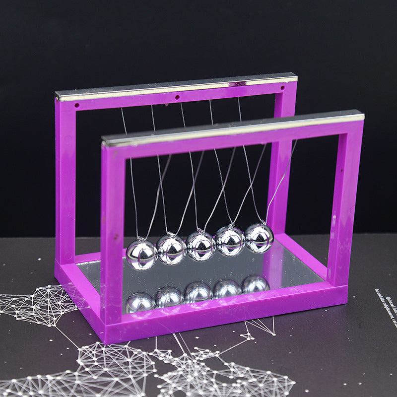 Colorful Newton's Cradle with Mirror - Creative Stress Reliever