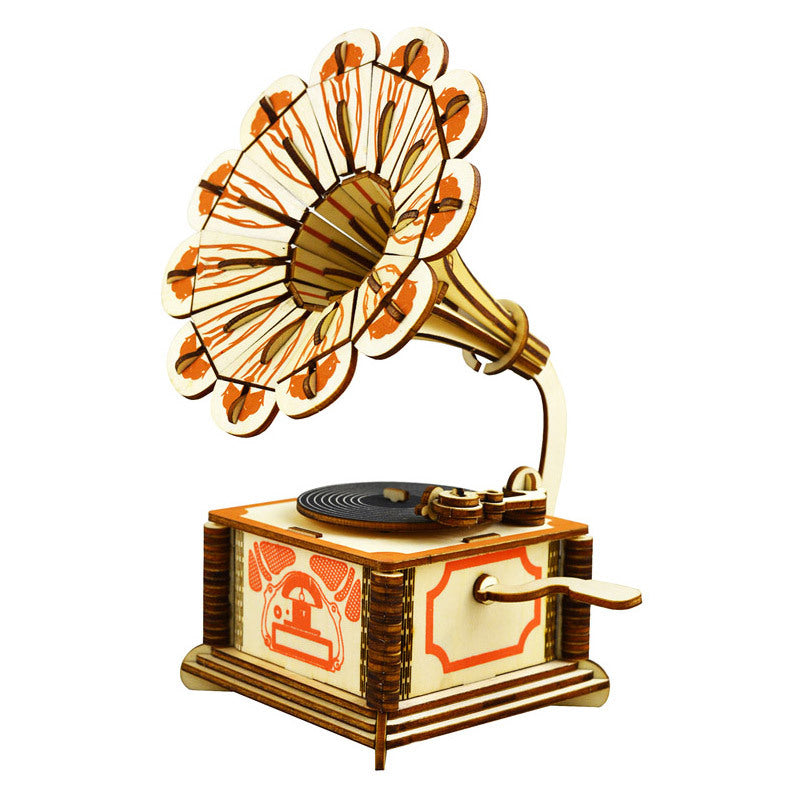 3D Wooden Puzzle Model - Gramophone Design