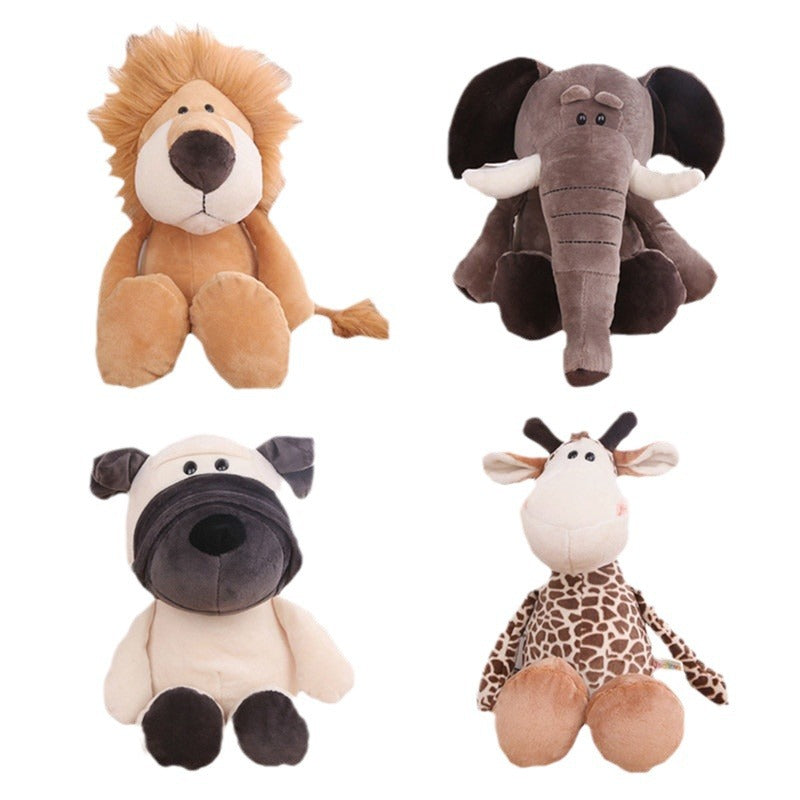 Forest Animal Plush Toys: Lion, Elephant, Tiger, Monkey, Deer