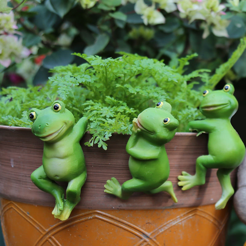 Resin Frog Ornaments for Garden Flower Pot Decoration