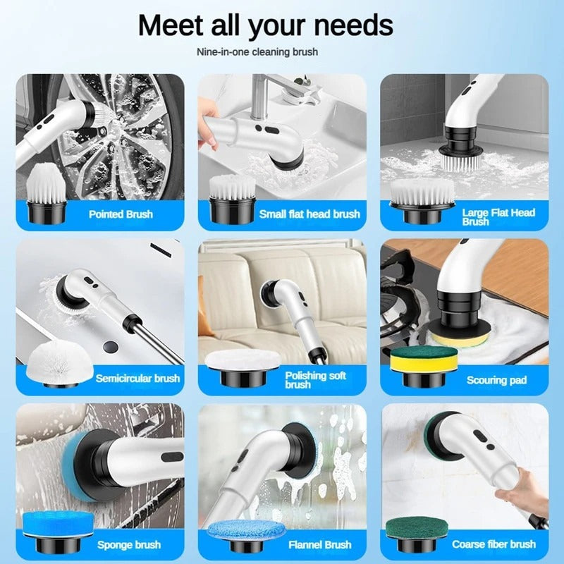 Rechargeable Cordless Spin Scrubber 9-IN-1