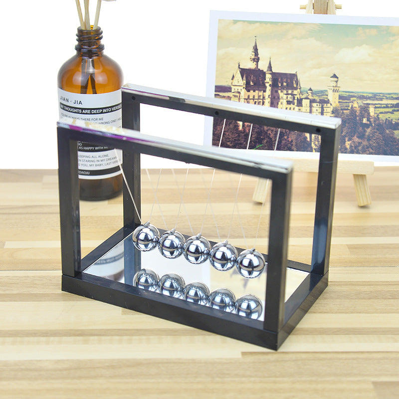Colorful Newton's Cradle with Mirror - Creative Stress Reliever