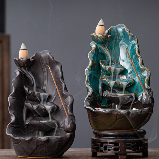 Lotus Leaf Incense Burner Home Decor for Living Room