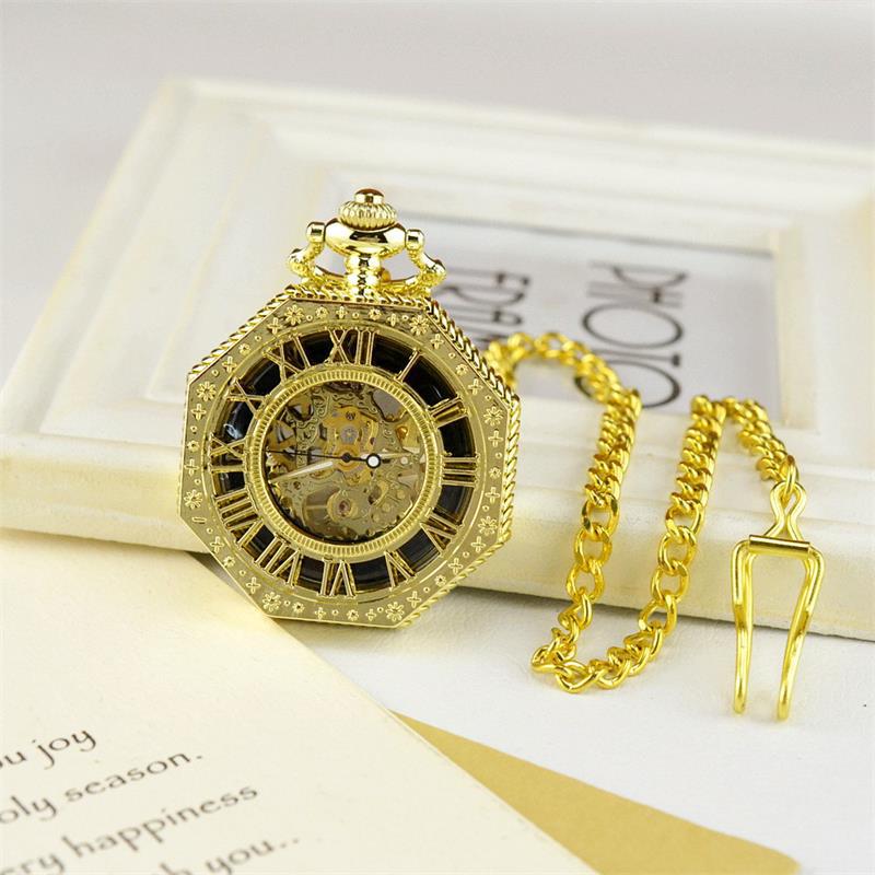 Luxury Hollow Pocket Watch with Vintage Roman Numerals