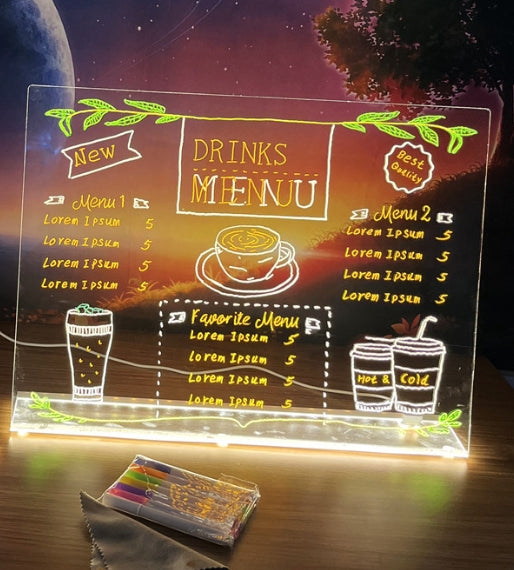 Erasable LED Acrylic Display Board for Night Markets